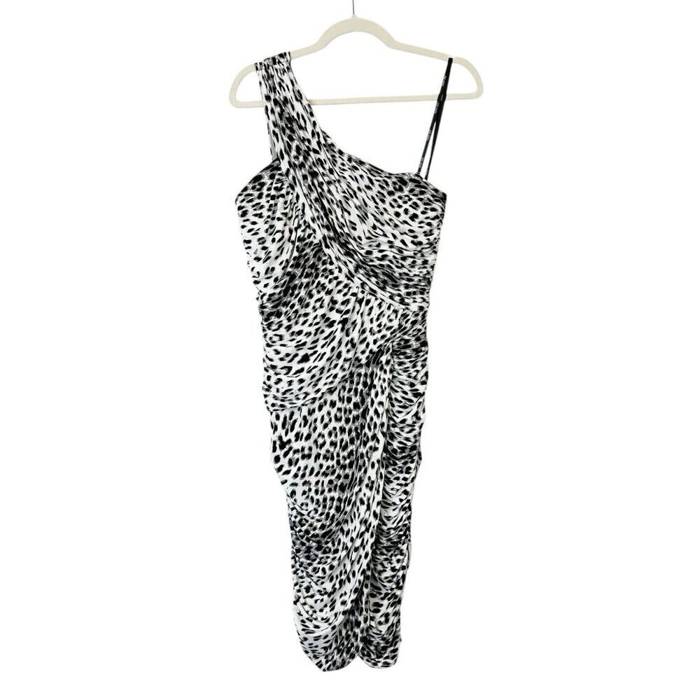 NEW Tadashi Shoji One Shoulder Cocktail Dress Womens Size Medium‎ Animal Print